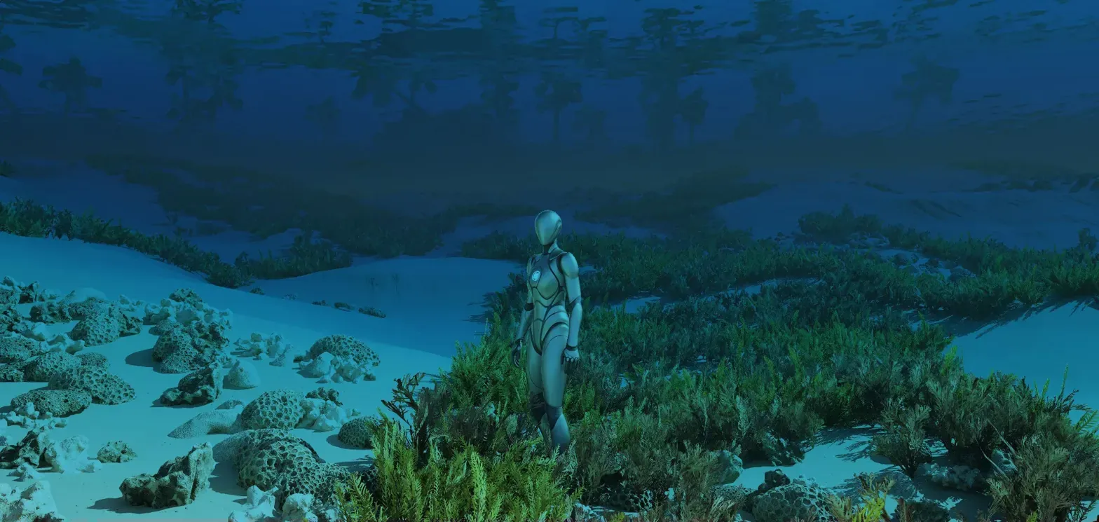 Underwater approach to a generated island