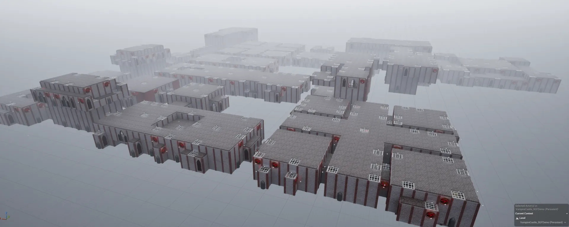 The whole Gothic Vampire Castle from above: blockout rooms stitched together by Snap Grid Flow