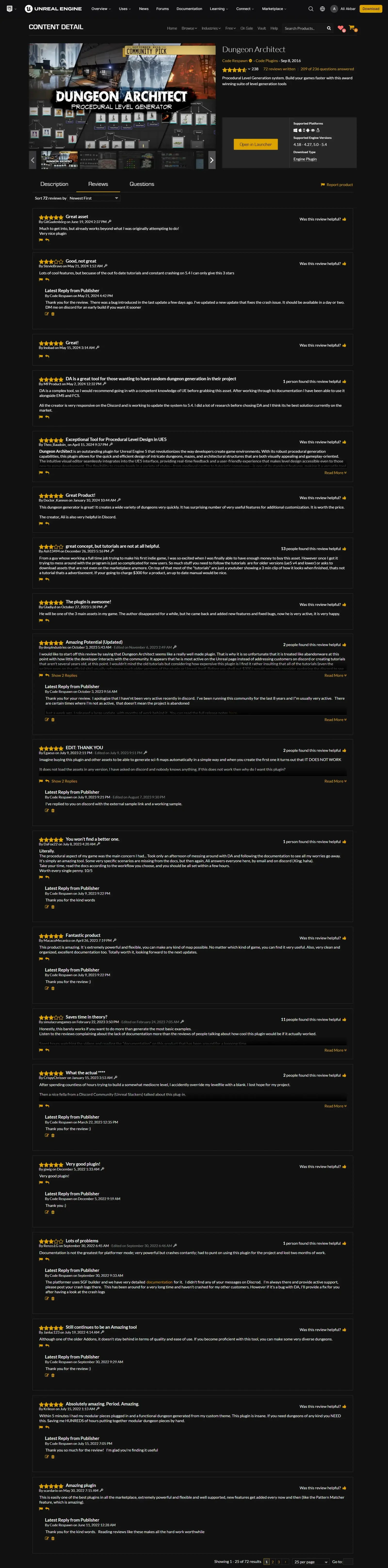 Archived Unreal Marketplace reviews, page 1