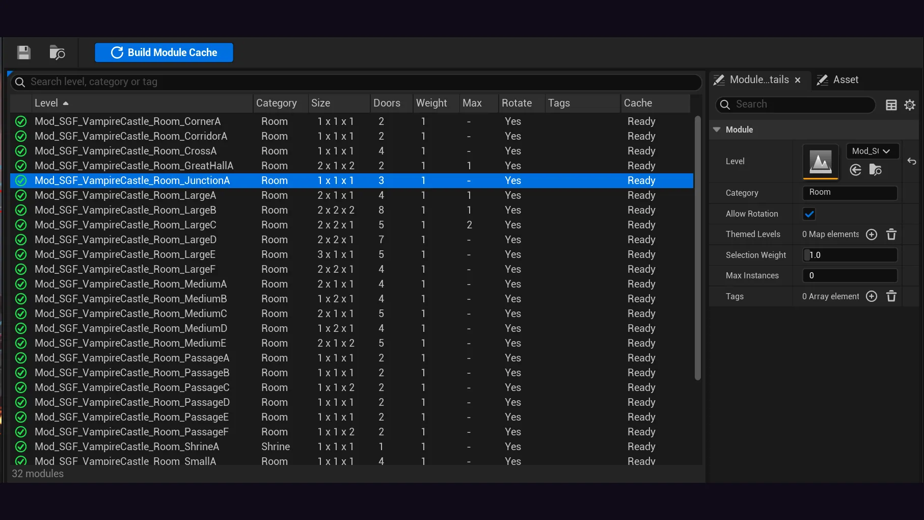 Module Database Editor in Dungeon Architect