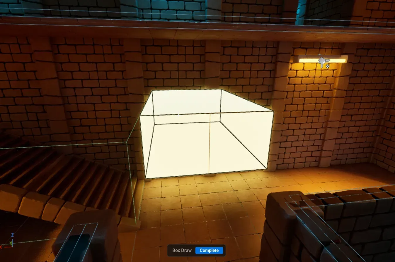 The rectangle swept out into a glowing box volume